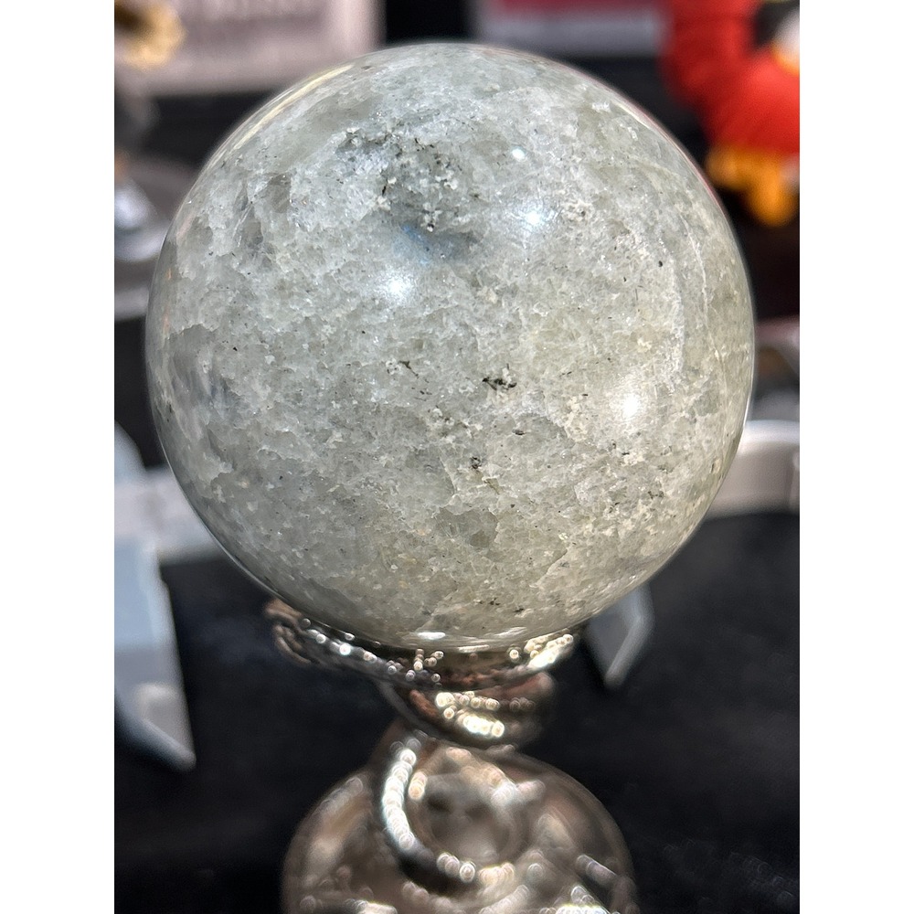 Silver Labradorite many flashes Crystal Sphere Gemstone Orb 2.1 Inch #14 - Picture 5 of 5